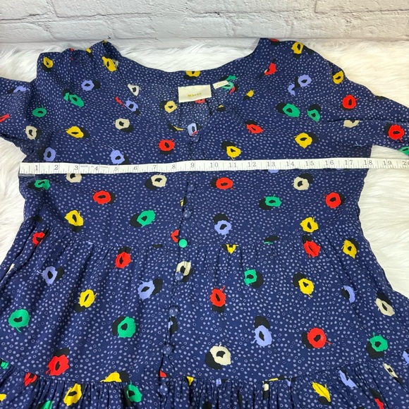 Anthropologie Maeve Navy Ruffled Hem Top Size Small - Picture 5 of 8